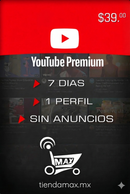 Ficha de 7 días Youtube Premium (Plan individual)