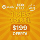 Oferta de Spotify, MAX y Prime Video (primer mes)