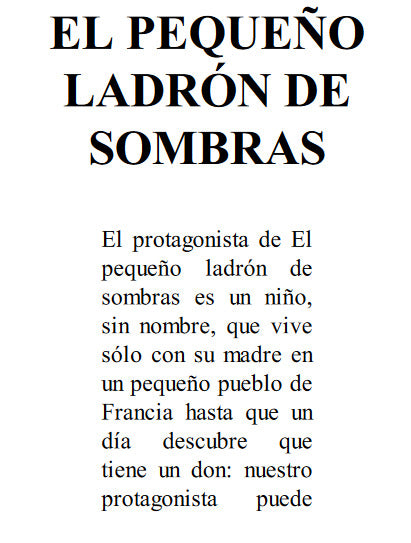 El pequeño ladrón de sombras