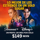 Combo Paramount + Disney Plus 1 mes