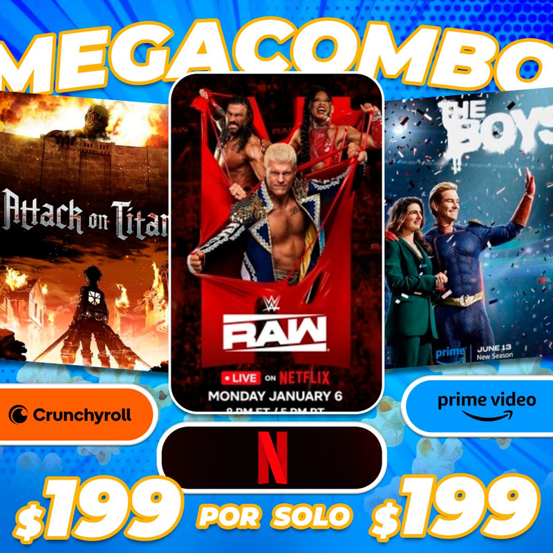 Crunchyroll + Netflix + Prime por $199